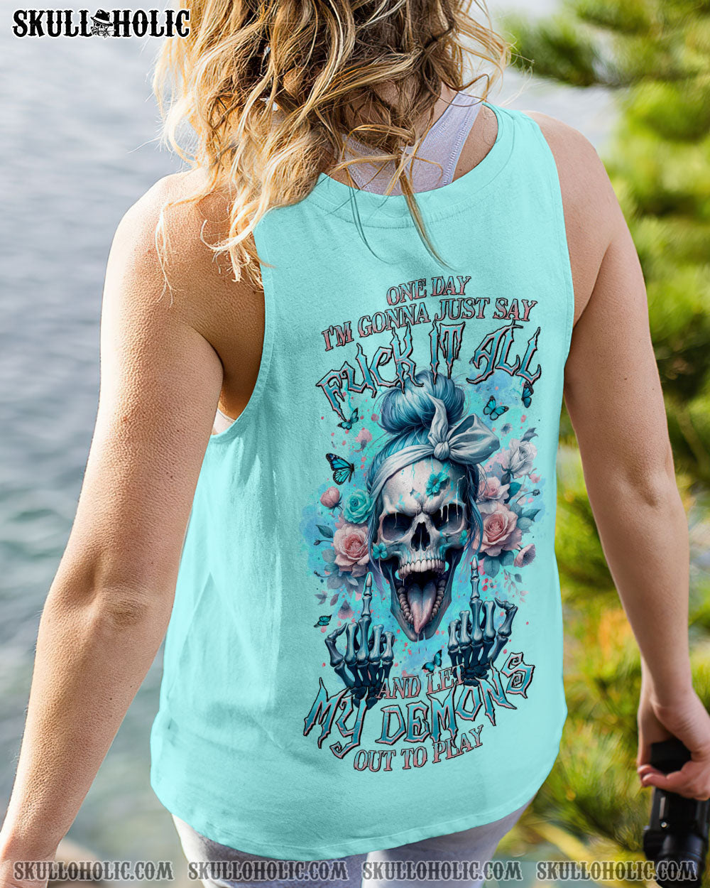 BLISSCORNERS SHE IS SUNSHINE SKULL MESSY BUN TIE DYE ALL OVER PRINT