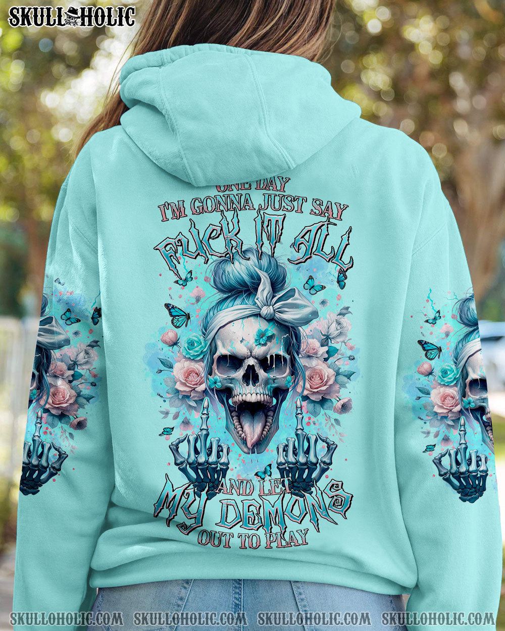 BLISSCORNERS SHE IS SUNSHINE SKULL MESSY BUN TIE DYE ALL OVER PRINT