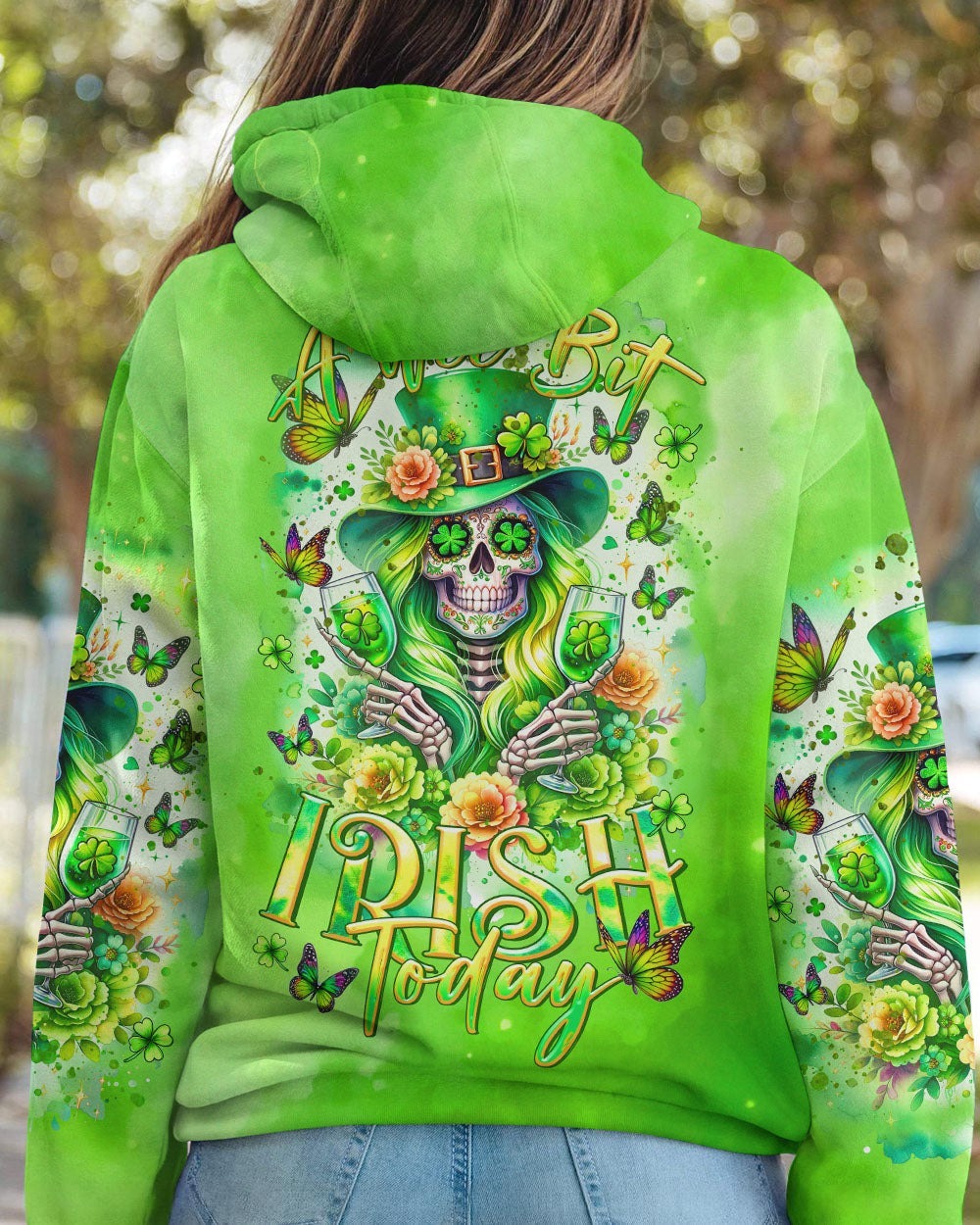 BLISSCORNERS A WEE BIT IRISH TODAY SKULL LADY PATRICK'S DAY ALL OVER PRINT