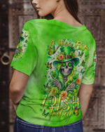 BLISSCORNERS A WEE BIT IRISH TODAY SKULL LADY PATRICK'S DAY ALL OVER PRINT