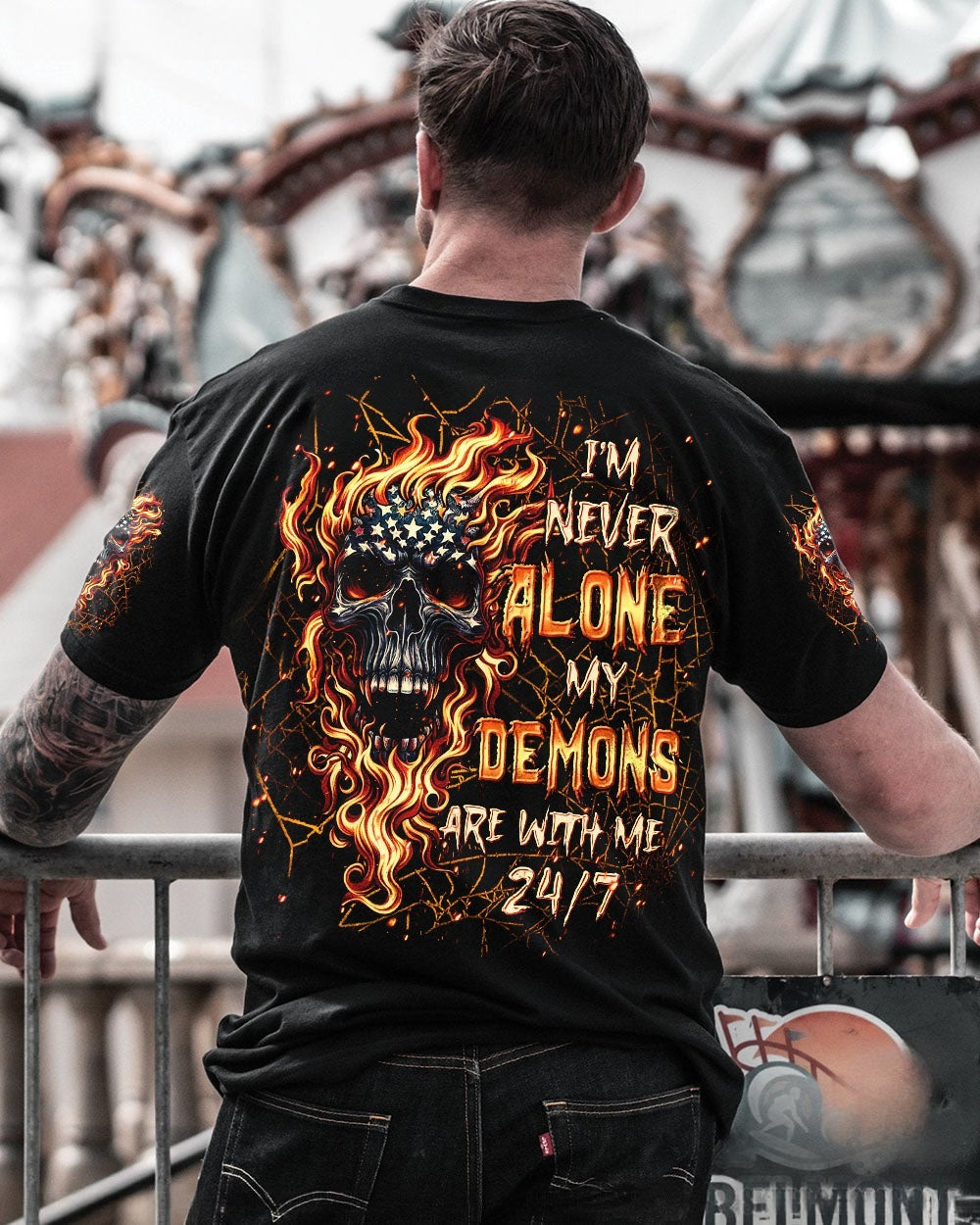 BLISSCORNERS I'M NEVER ALONE SKULL DEMON ALL OVER PRINT