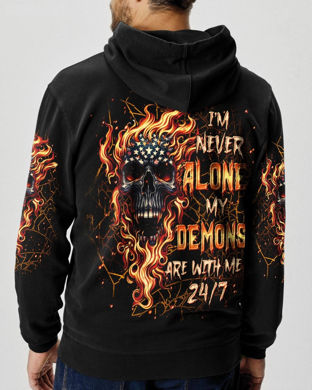 BLISSCORNERS I'M NEVER ALONE SKULL DEMON ALL OVER PRINT