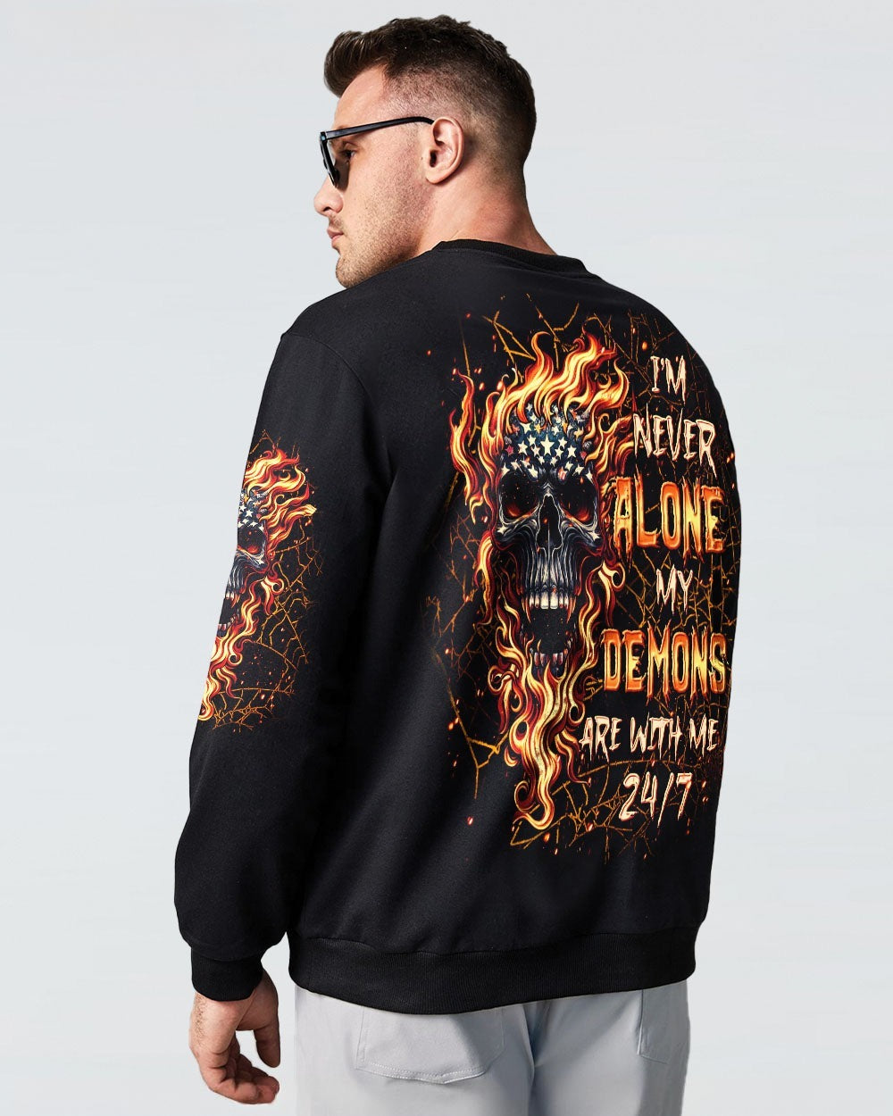 BLISSCORNERS I'M NEVER ALONE SKULL DEMON ALL OVER PRINT