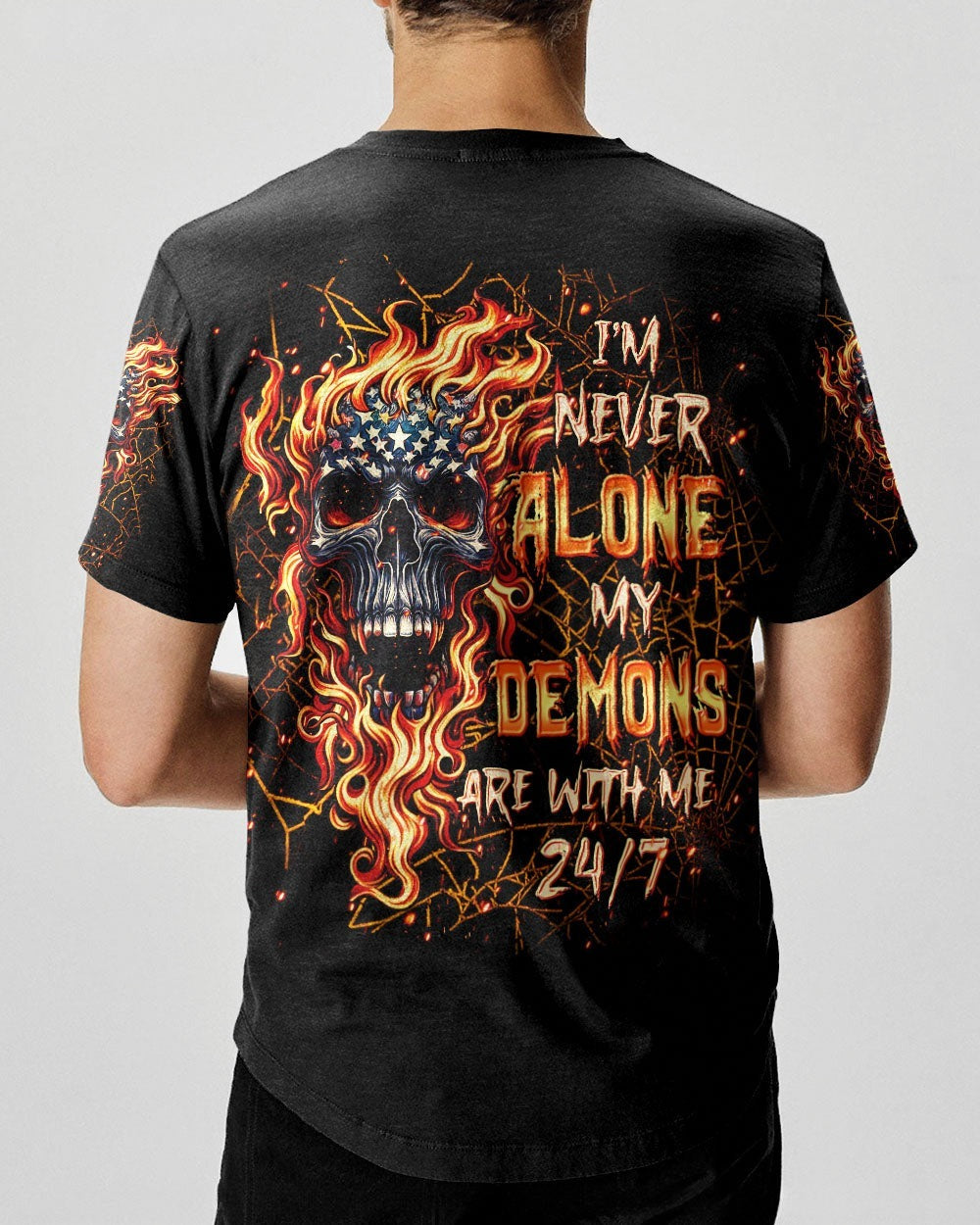 BLISSCORNERS I'M NEVER ALONE SKULL DEMON ALL OVER PRINT