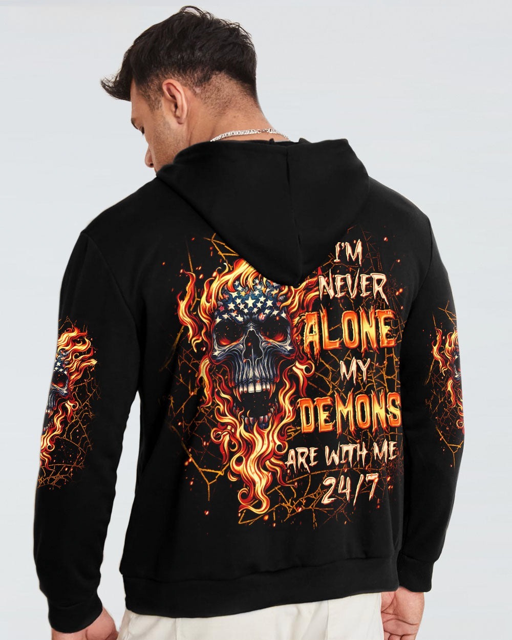 BLISSCORNERS I'M NEVER ALONE SKULL DEMON ALL OVER PRINT