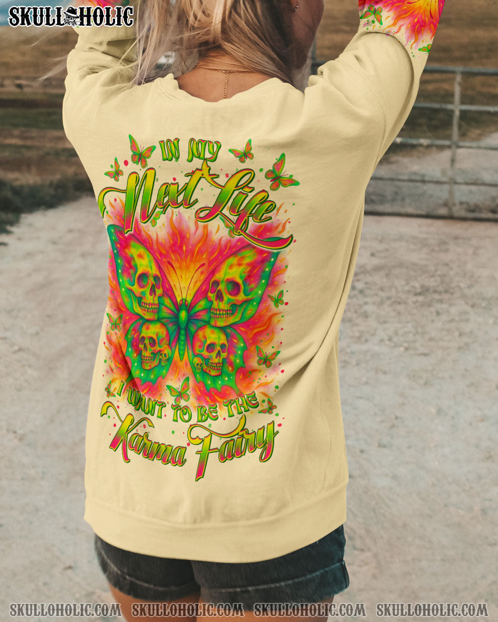BLISSCORNERS KARMA FAIRY SKULL BUTTERFLY ALL OVER PRINT