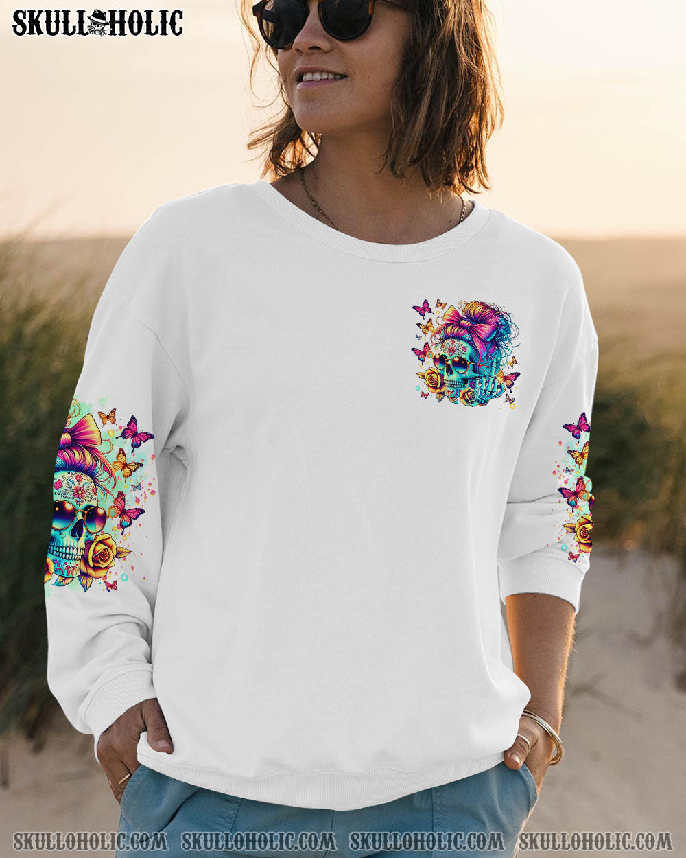 BLISSCORNERS NEXT TIME MY NAMES COMES OUT MESSY BUN SKULL ALL OVER PRINT