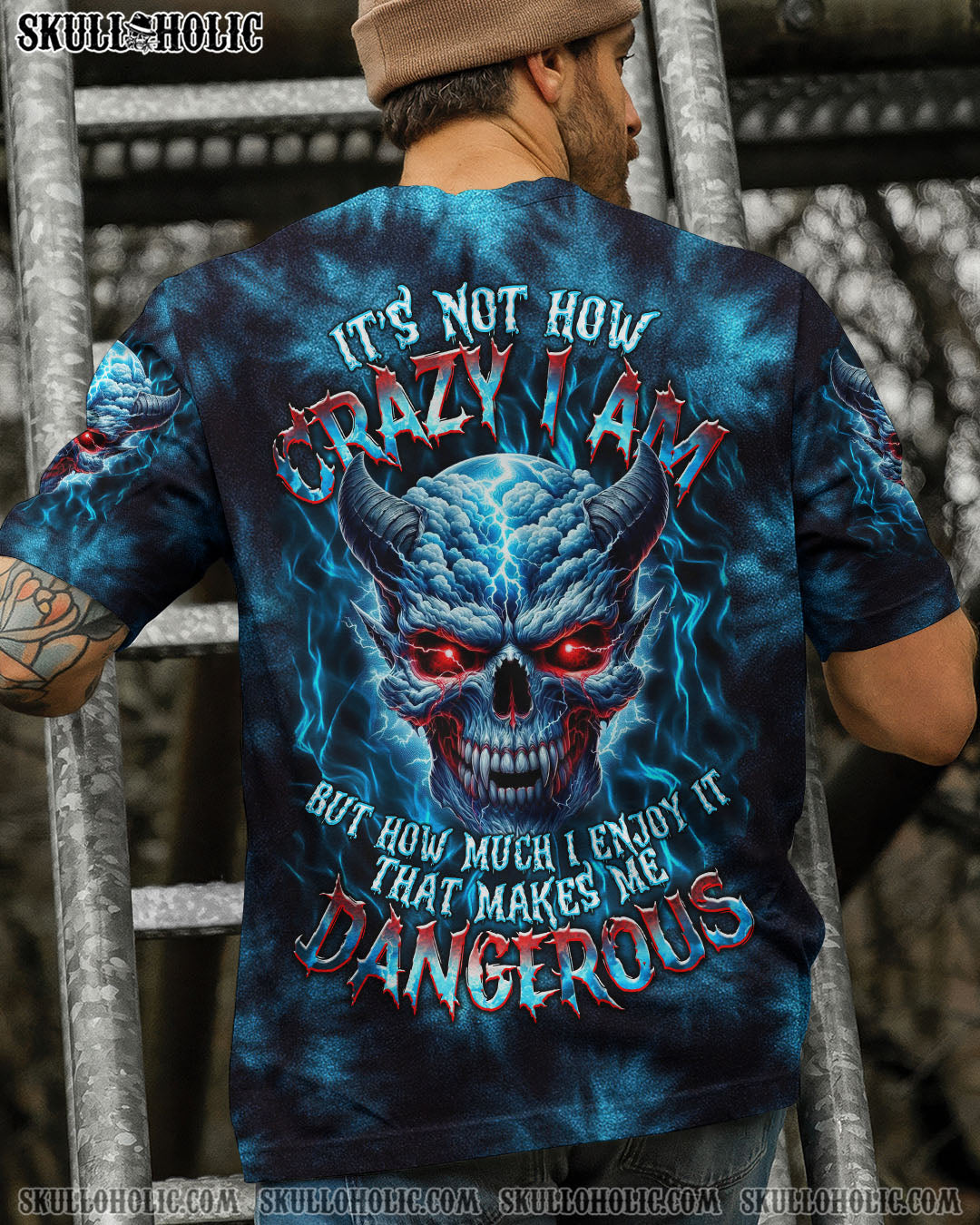 BLISSCORNERS IT'S NOT HOW CRAZY I AM SKULL TIE DYE ALL OVER PRINT