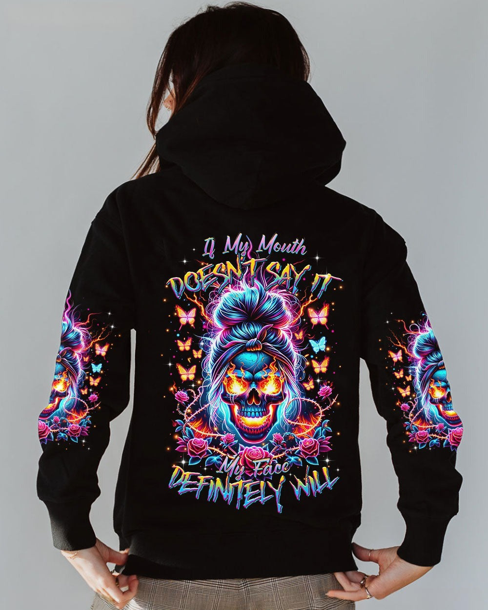 BLISSCORNERS TAKE THIS WITH YOU MESSY BUN SKULL ALL OVER PRINT
