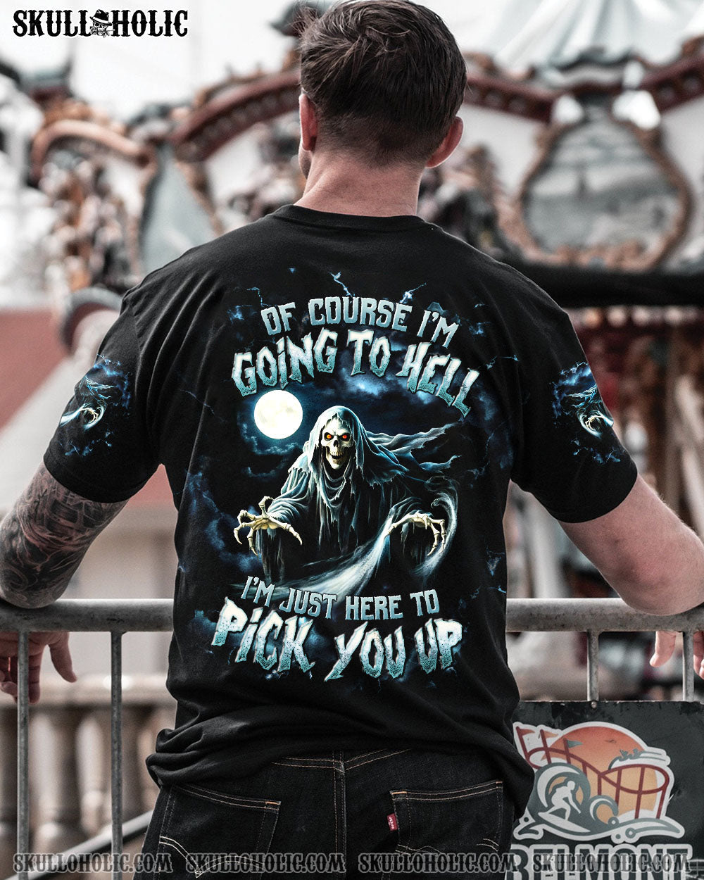 BLISSCORNERS OF COURSE I'M GOING TO HELL SKULL REAPER  ALL OVER PRINT