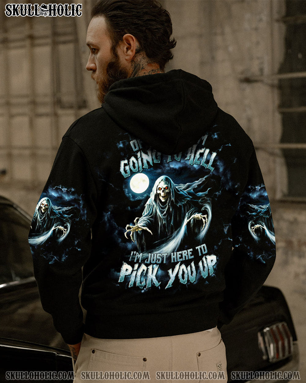 BLISSCORNERS OF COURSE I'M GOING TO HELL SKULL REAPER  ALL OVER PRINT