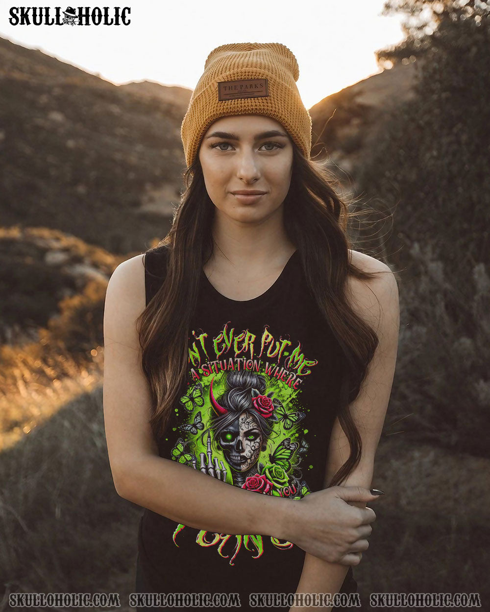 BLISSCORNERS HOW HEARTLESS I CAN BE TATTOO SKULL MESSY BUN TIE DYE  ALL OVER PRINT