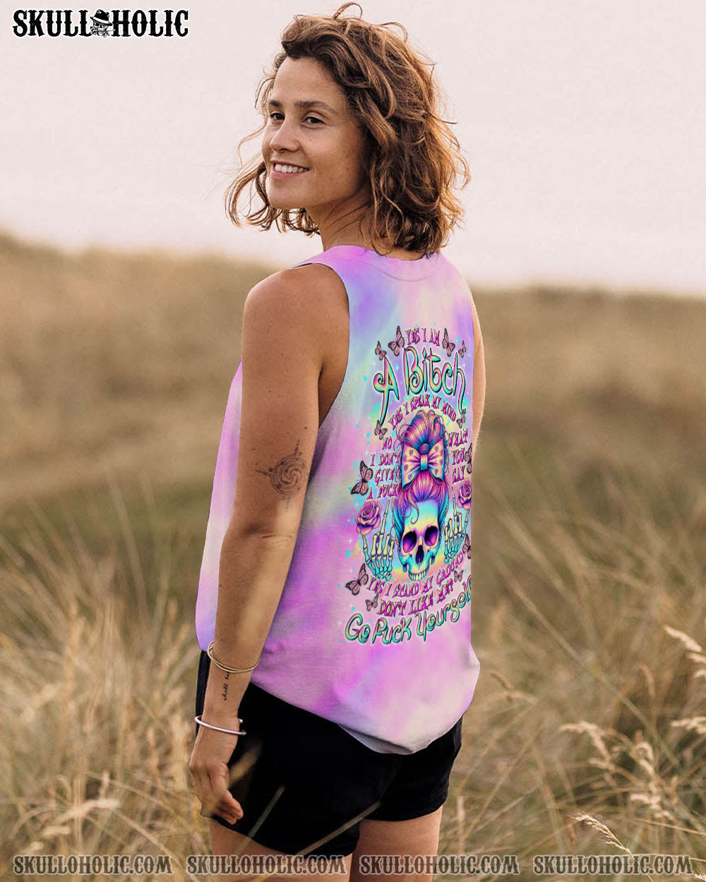 BLISSCORNERS BUT DID YOU DIE MOM LIFE SKULL MESSY BUN ALL OVER PRINT