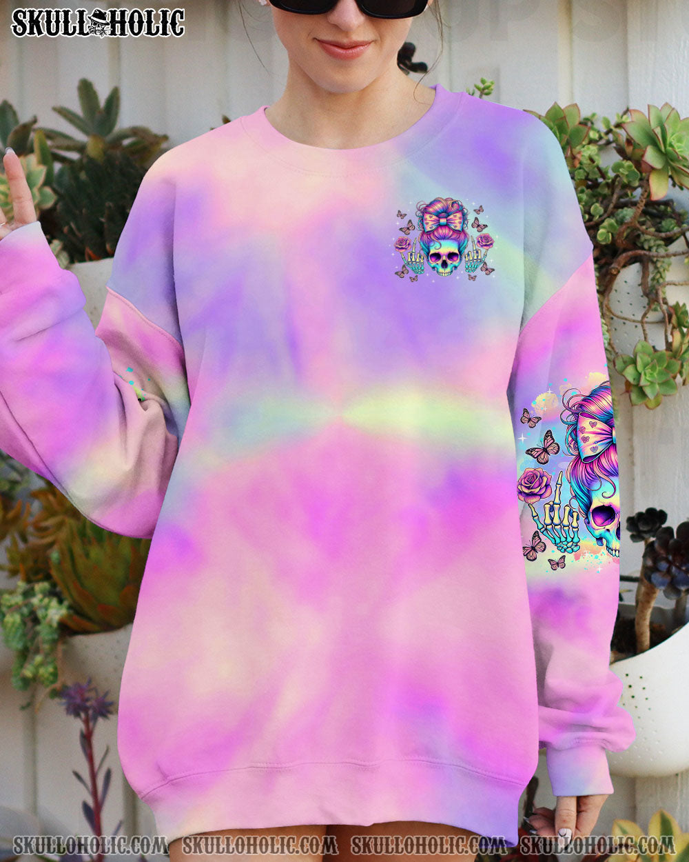 BLISSCORNERS BUT DID YOU DIE MOM LIFE SKULL MESSY BUN ALL OVER PRINT