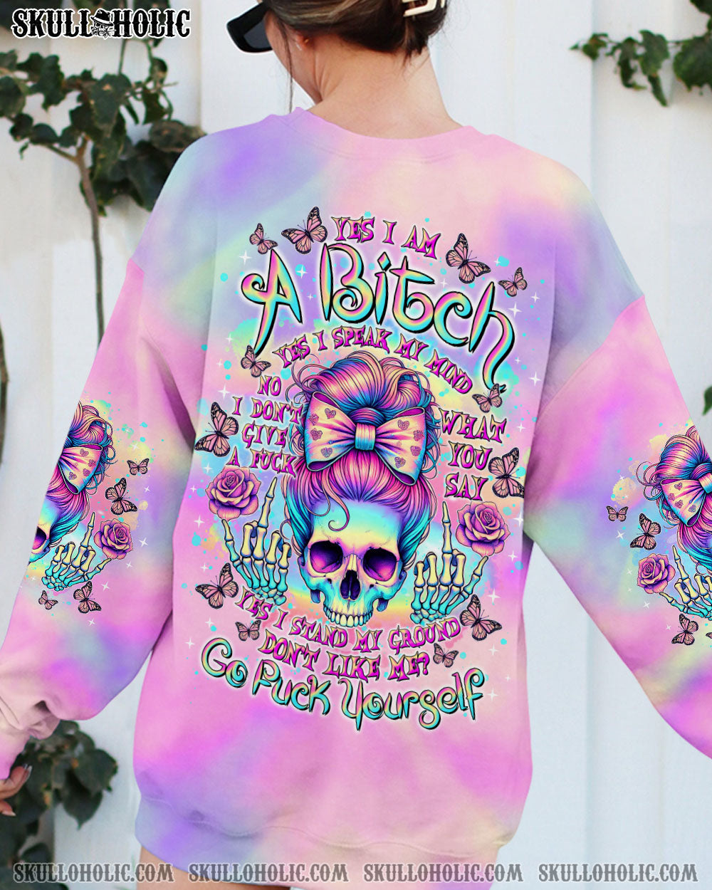 BLISSCORNERS BUT DID YOU DIE MOM LIFE SKULL MESSY BUN ALL OVER PRINT