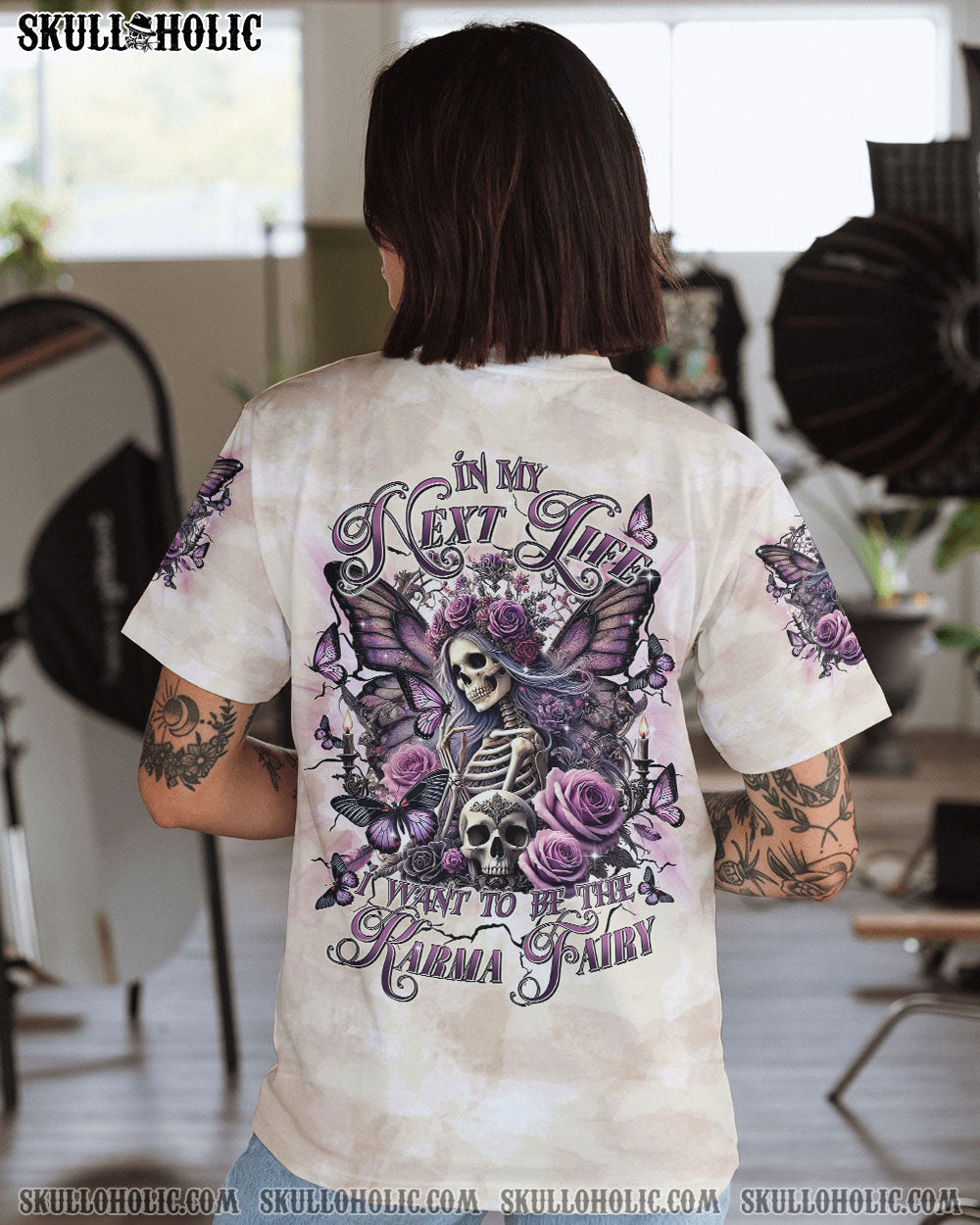 BLISSCORNERS KARMA FAIRY SKULL SKELETON BUTTERFLY ALL OVER PRINT