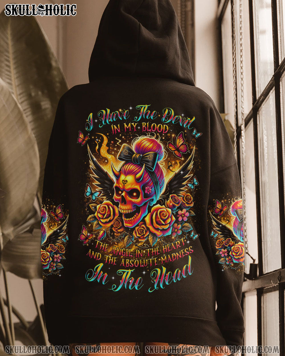 BLISSCORNERS I HAVE THE DEVIL IN MY BLOOD MESSY BUN ALL OVER PRINT