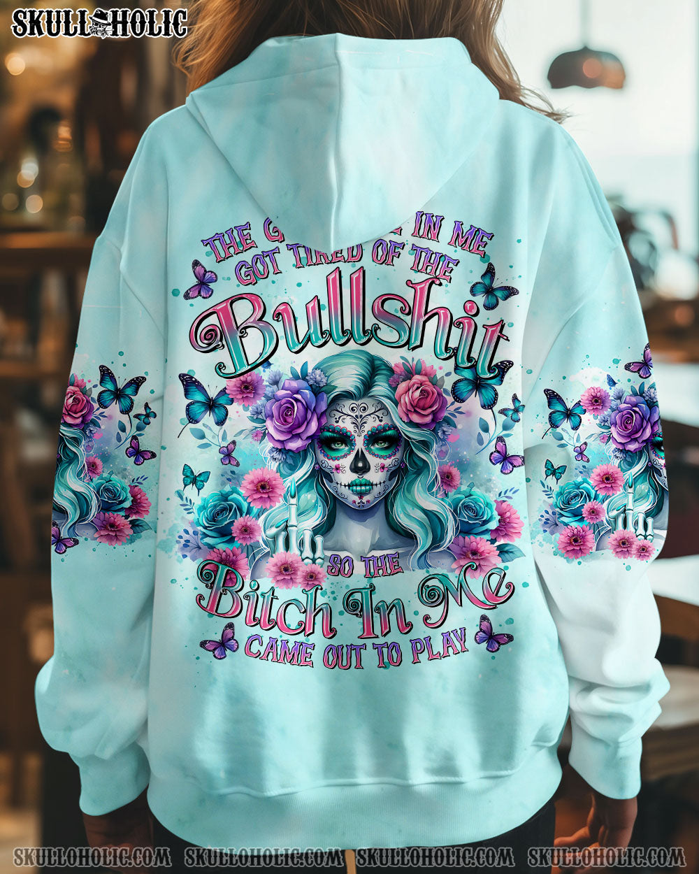 BLISSCORNERS THE GOOD GIRL IN ME GOT TIRED SKULL LADY ALL OVER PRINT