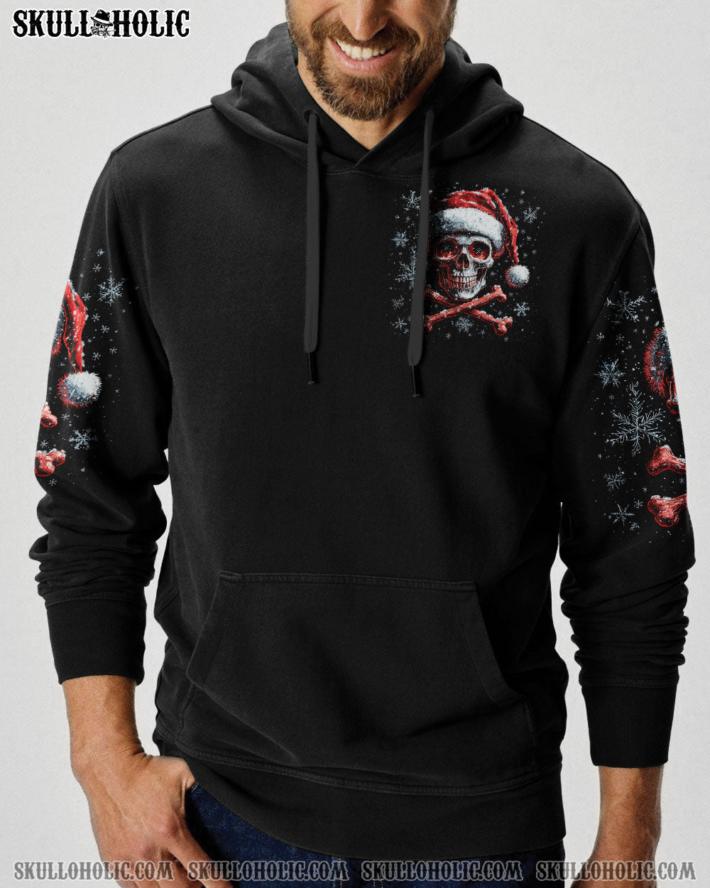 BLISSCORNERS ON THE NAUGHTY LIST SKULL CHRISTMAS ALL OVER PRINT