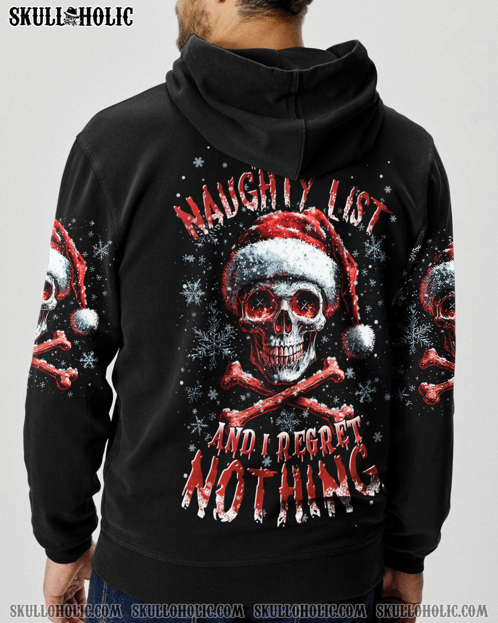 BLISSCORNERS ON THE NAUGHTY LIST SKULL CHRISTMAS ALL OVER PRINT