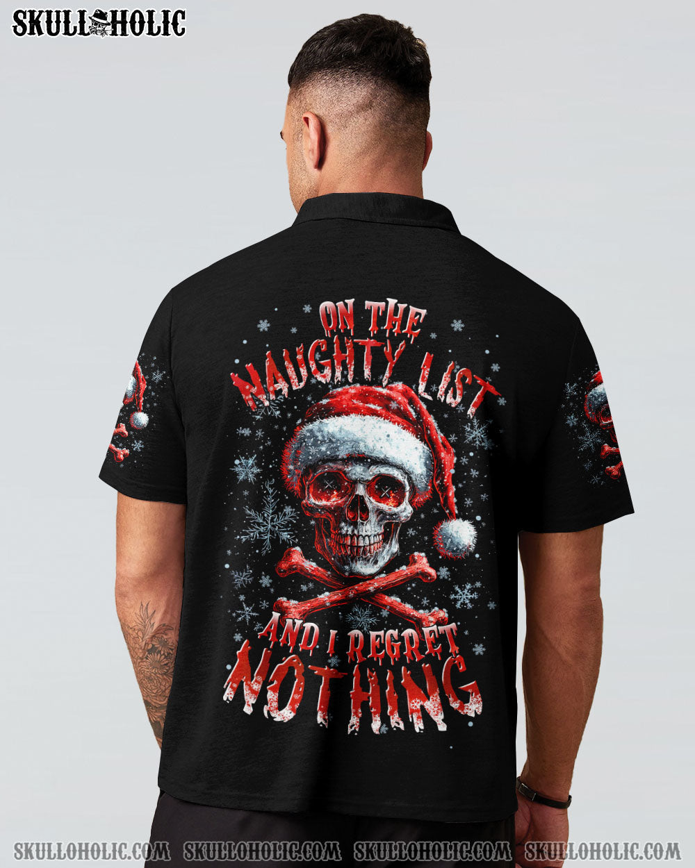 BLISSCORNERS ON THE NAUGHTY LIST SKULL CHRISTMAS ALL OVER PRINT