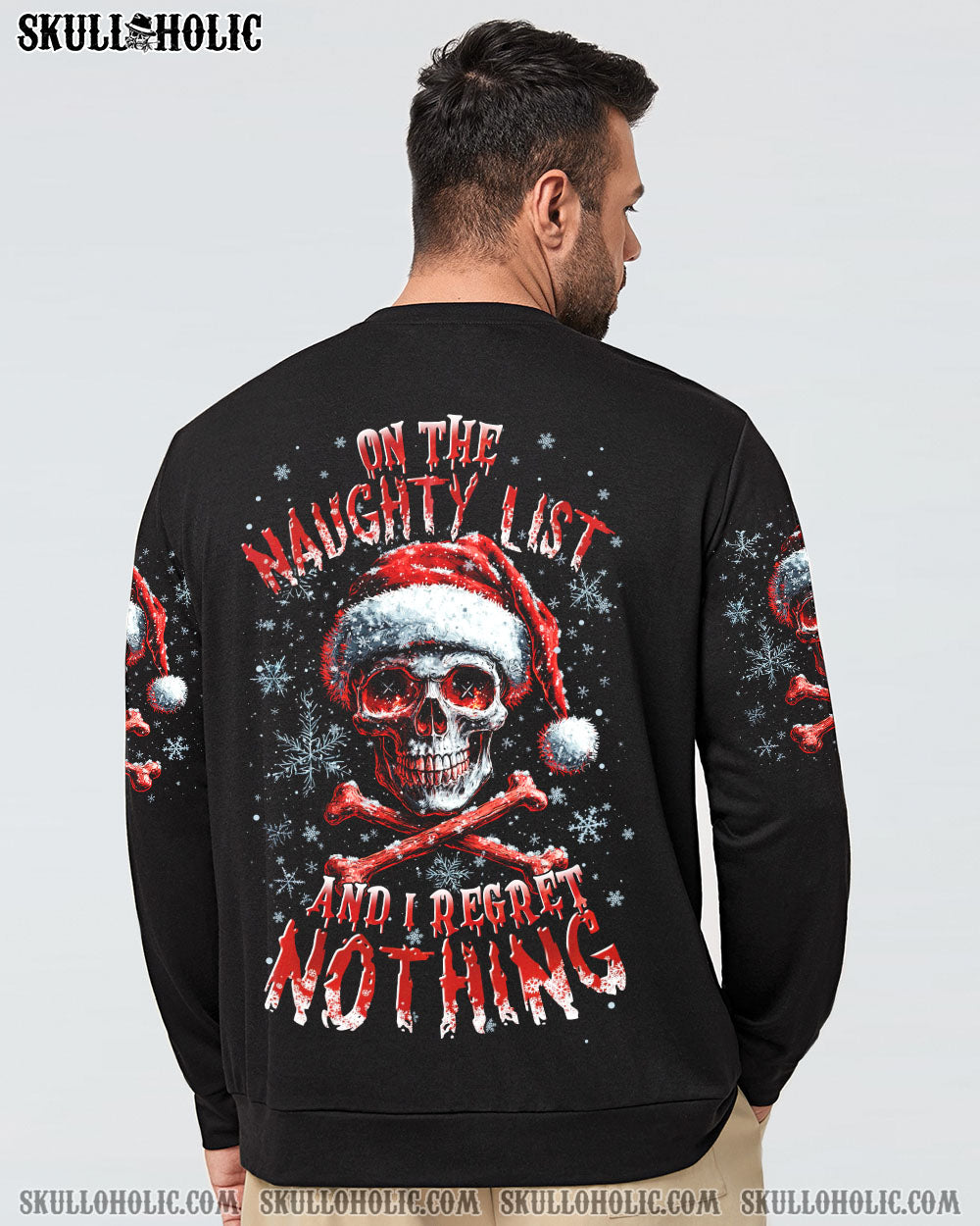 BLISSCORNERS ON THE NAUGHTY LIST SKULL CHRISTMAS ALL OVER PRINT