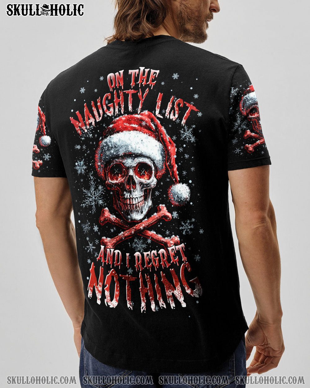 BLISSCORNERS ON THE NAUGHTY LIST SKULL CHRISTMAS ALL OVER PRINT