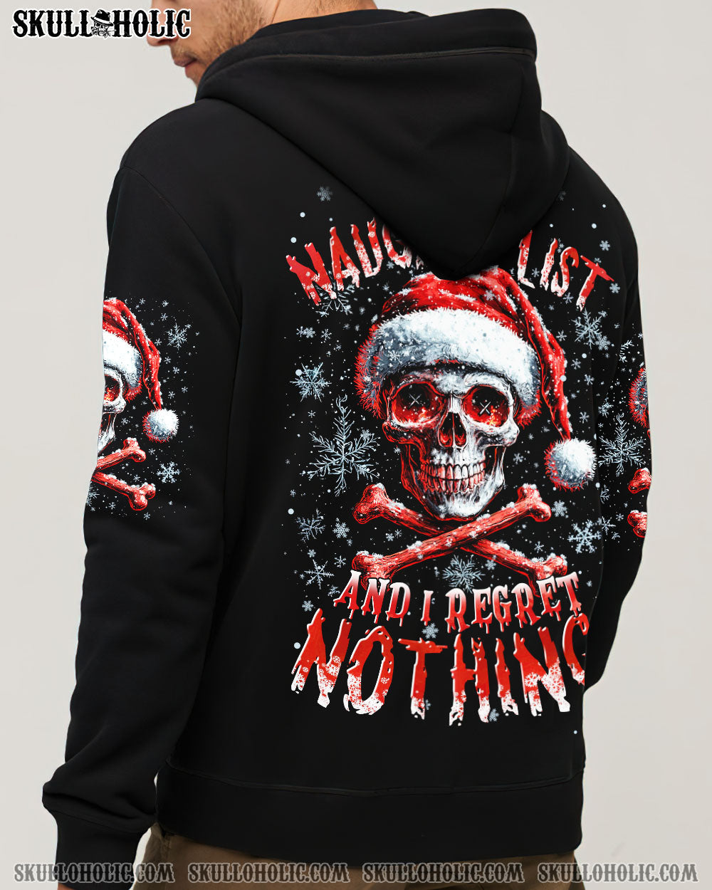 BLISSCORNERS ON THE NAUGHTY LIST SKULL CHRISTMAS ALL OVER PRINT