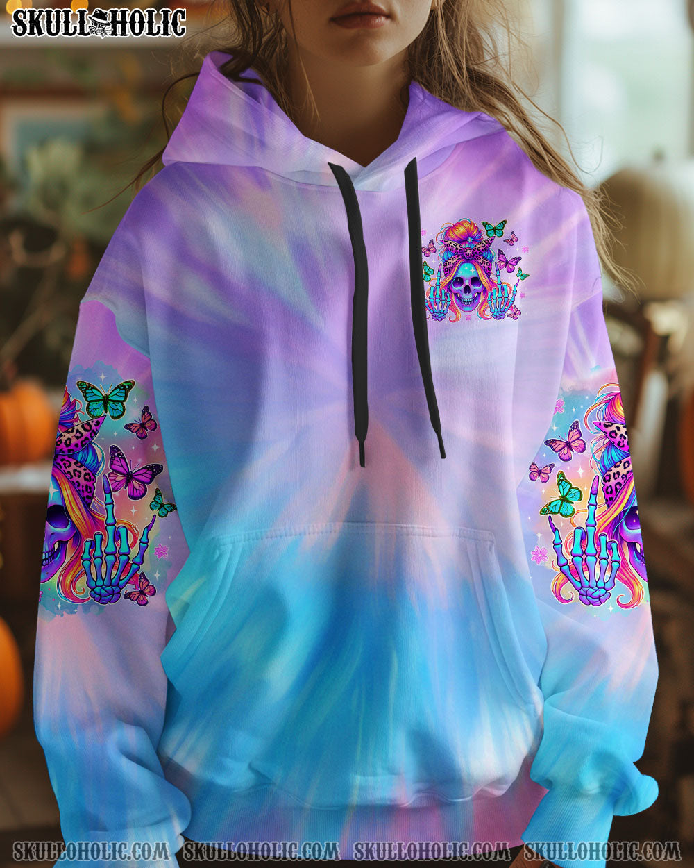 BLISSCORNERS THE GOOD GIRL IN ME SKULL MESSY BUN  ALL OVER PRINT