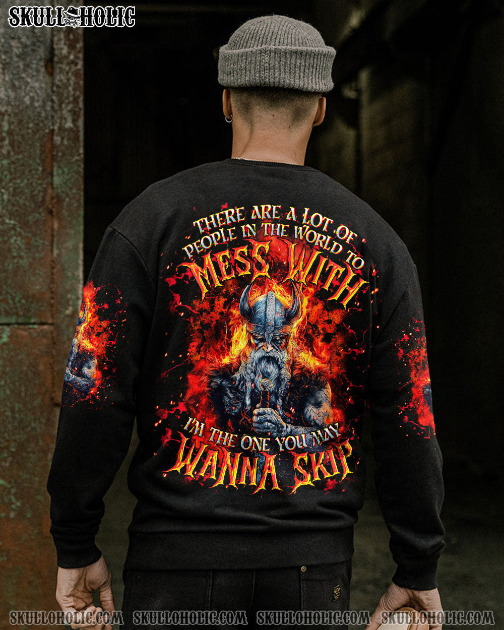 BLISSCORNERS I'M THE ONE YOU MAY WANNA SKIP VIKING SKULL ALL OVER PRINT