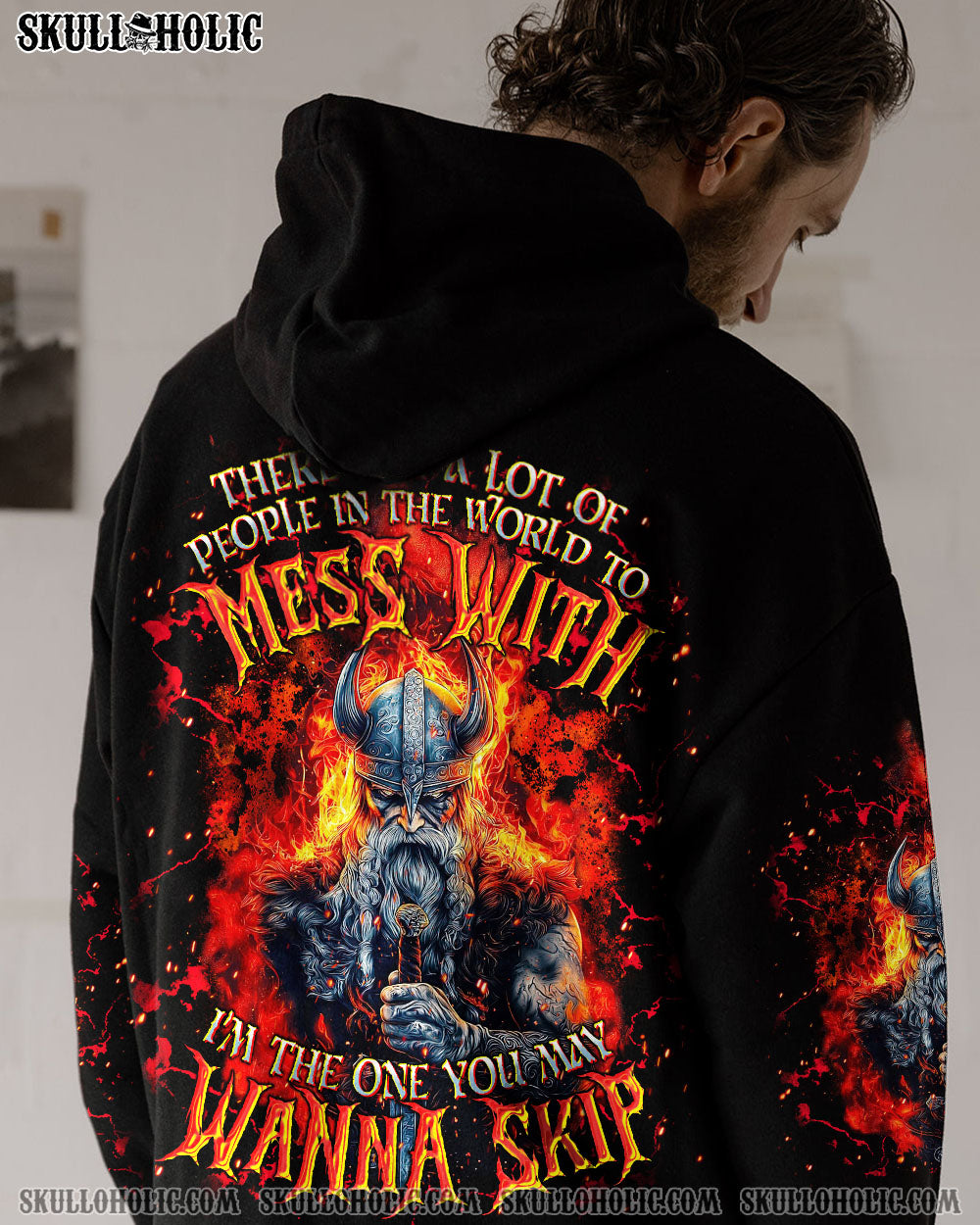 BLISSCORNERS I'M THE ONE YOU MAY WANNA SKIP VIKING SKULL ALL OVER PRINT