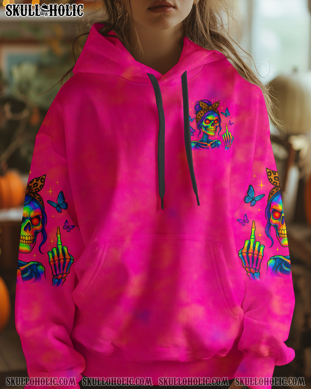 BLISSCORNERS KARMA FAIRY SKULL MESSY BUN ALL OVER PRINT