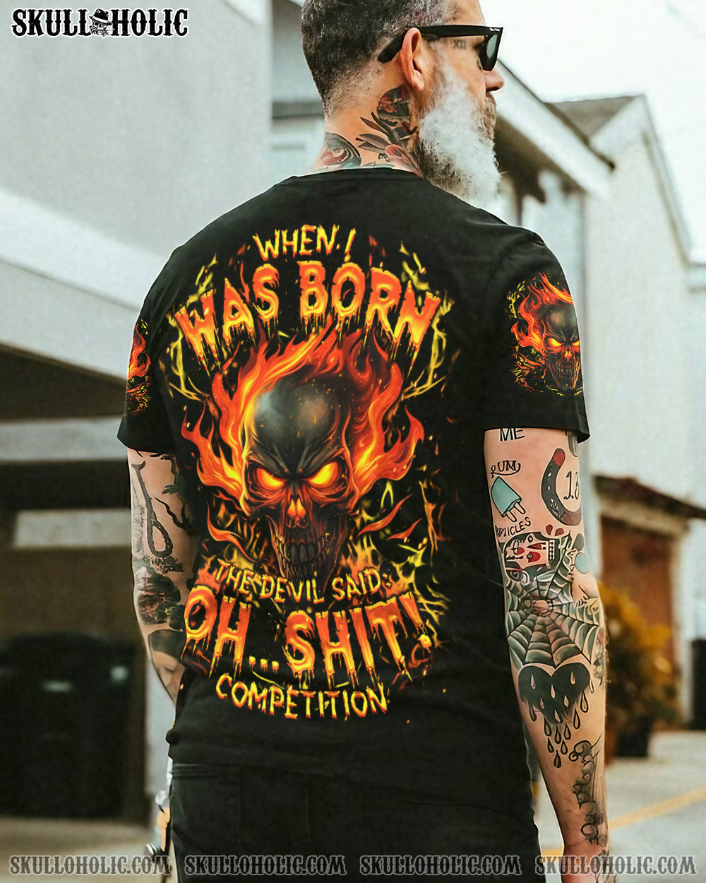 BLISSCORNERS WHEN I WAS BORN FIRE SKULL ALL OVER PRINT