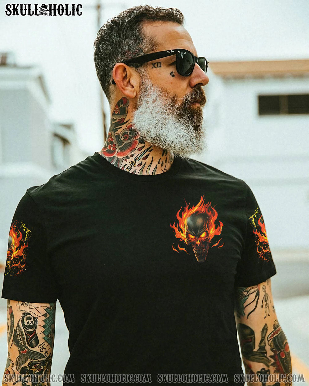 BLISSCORNERS WHEN I WAS BORN FIRE SKULL ALL OVER PRINT