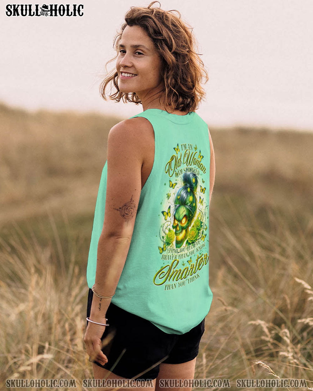 BLISSCORNERS I'M NOT ALWAYS A B SKULL MESSY BUN ROSE ALL OVER PRINT
