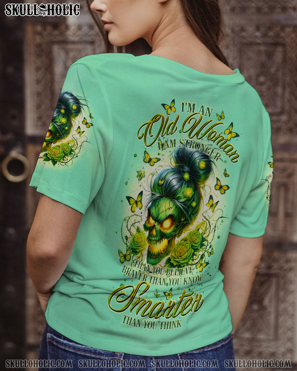 BLISSCORNERS I'M NOT ALWAYS A B SKULL MESSY BUN ROSE ALL OVER PRINT