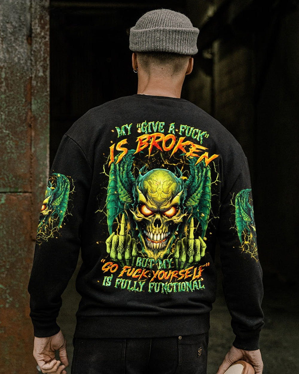 BLISSCORNERS MY GIVE A F IS BROKEN SKULL WINGS ALL OVER PRINT