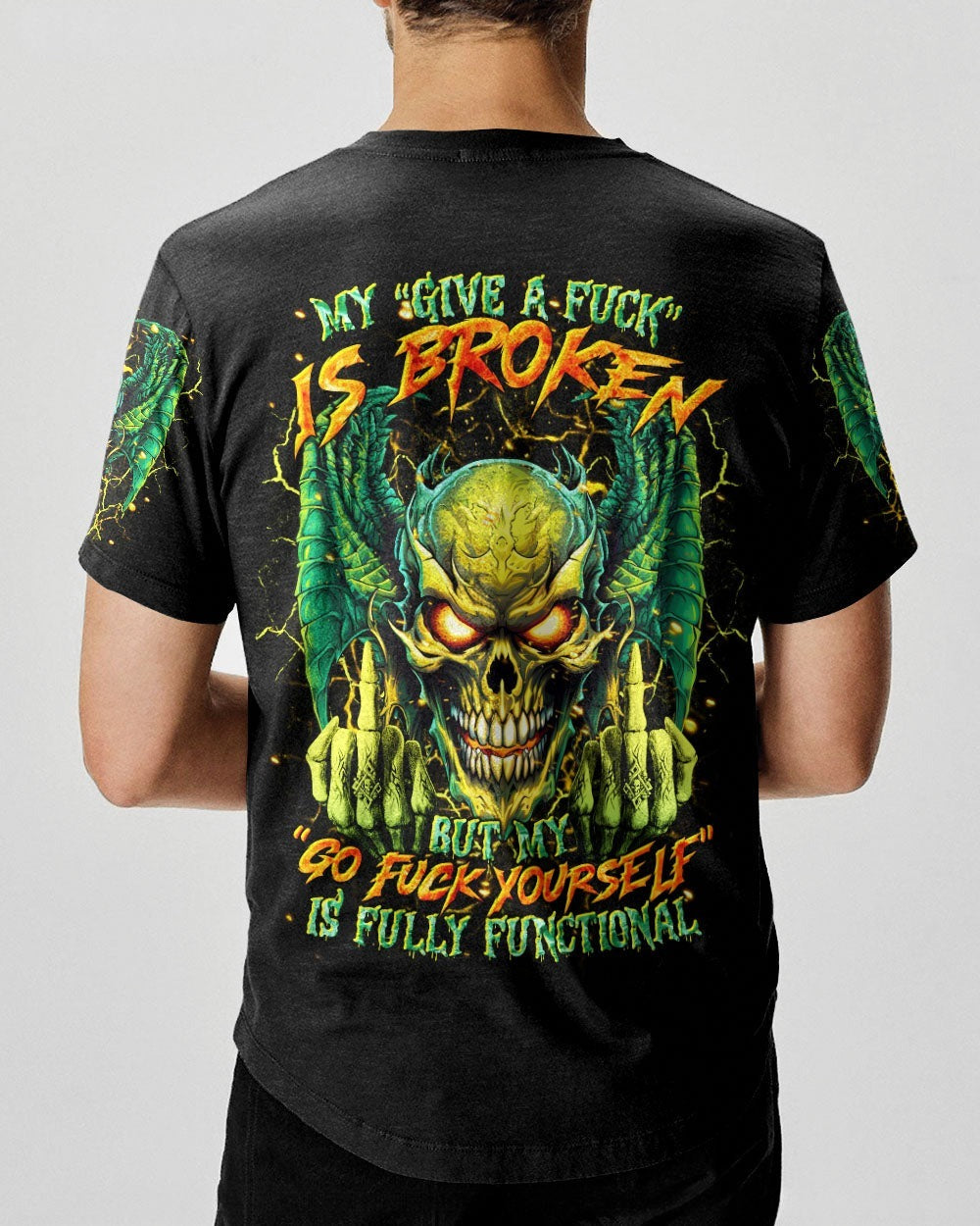 BLISSCORNERS MY GIVE A F IS BROKEN SKULL WINGS ALL OVER PRINT