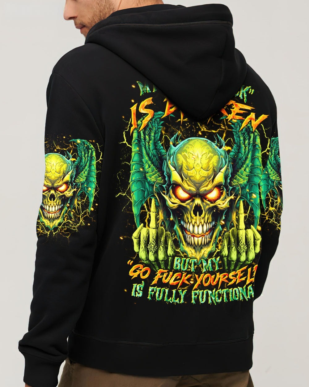 BLISSCORNERS MY GIVE A F IS BROKEN SKULL WINGS ALL OVER PRINT