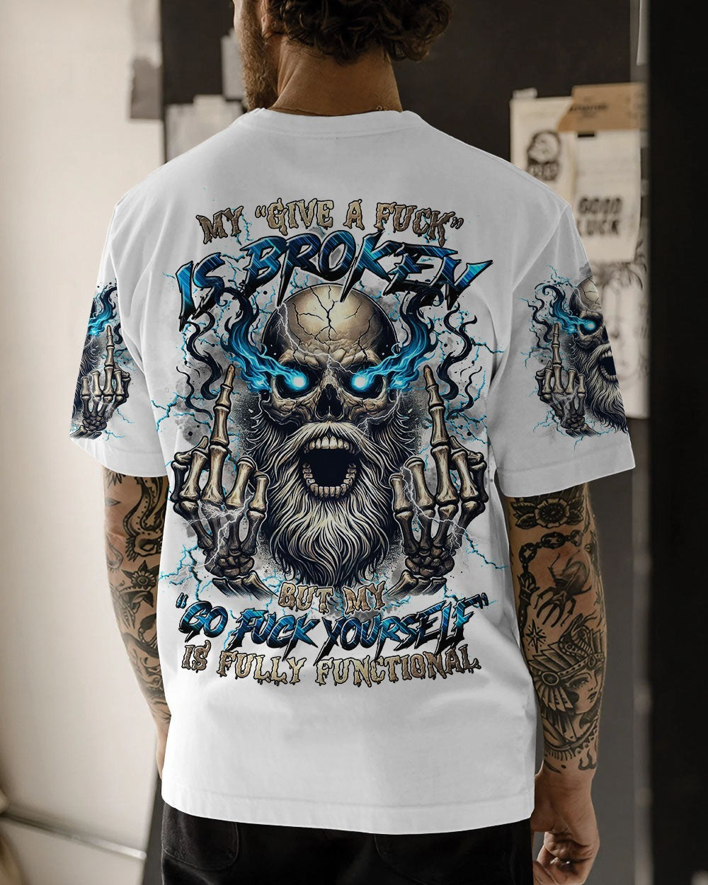 BLISSCORNERS MY GIVE A F IS BROKEN OLD SKULL ALL OVER PRINT