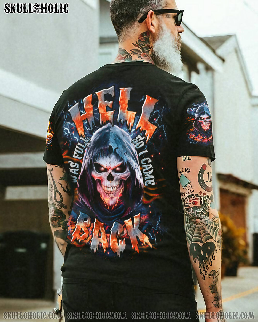 BLISSCORNERS HELL WAS FULL SO I CAME BACK SKULL REAPER  ALL OVER PRINT