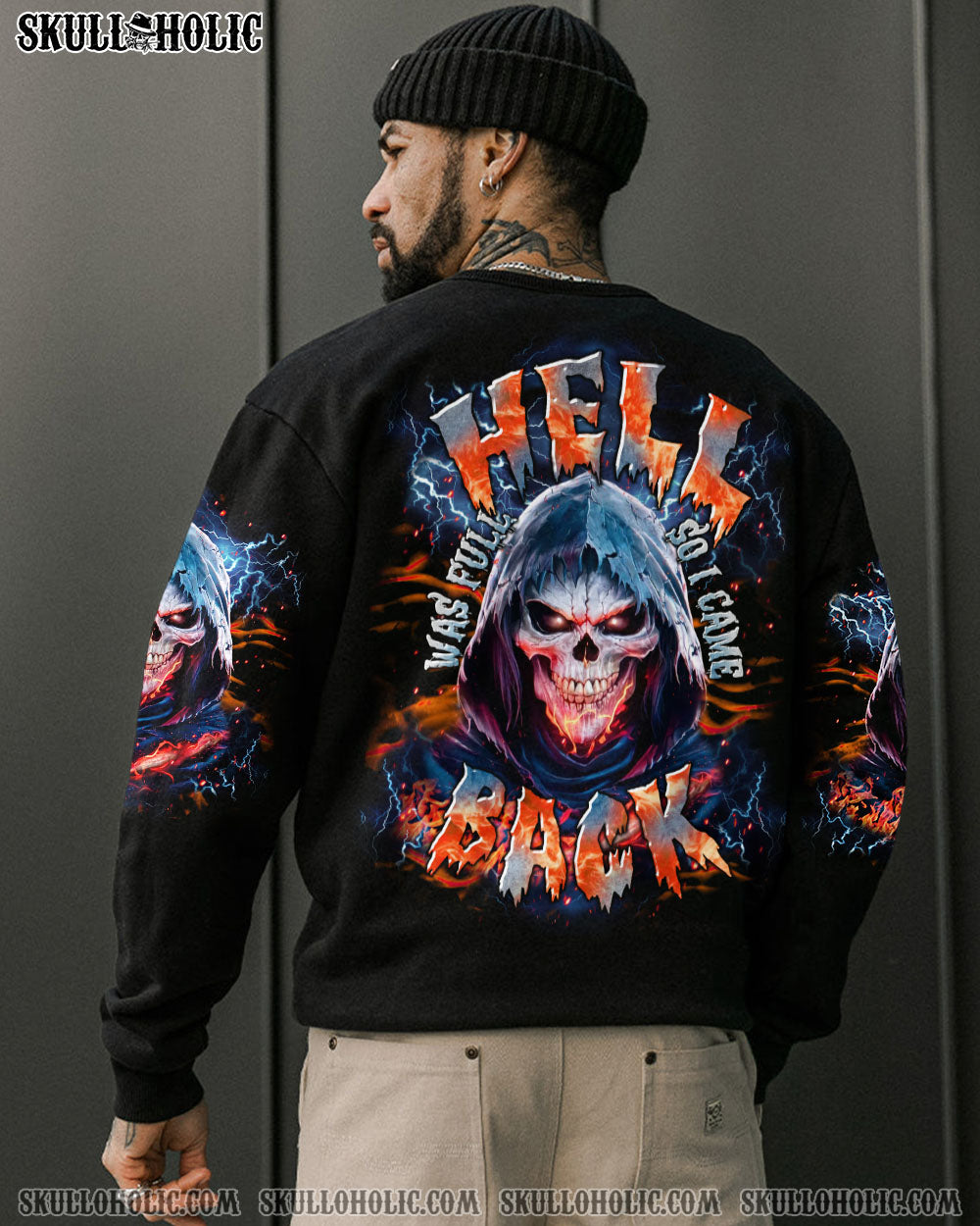 BLISSCORNERS HELL WAS FULL SO I CAME BACK SKULL REAPER  ALL OVER PRINT
