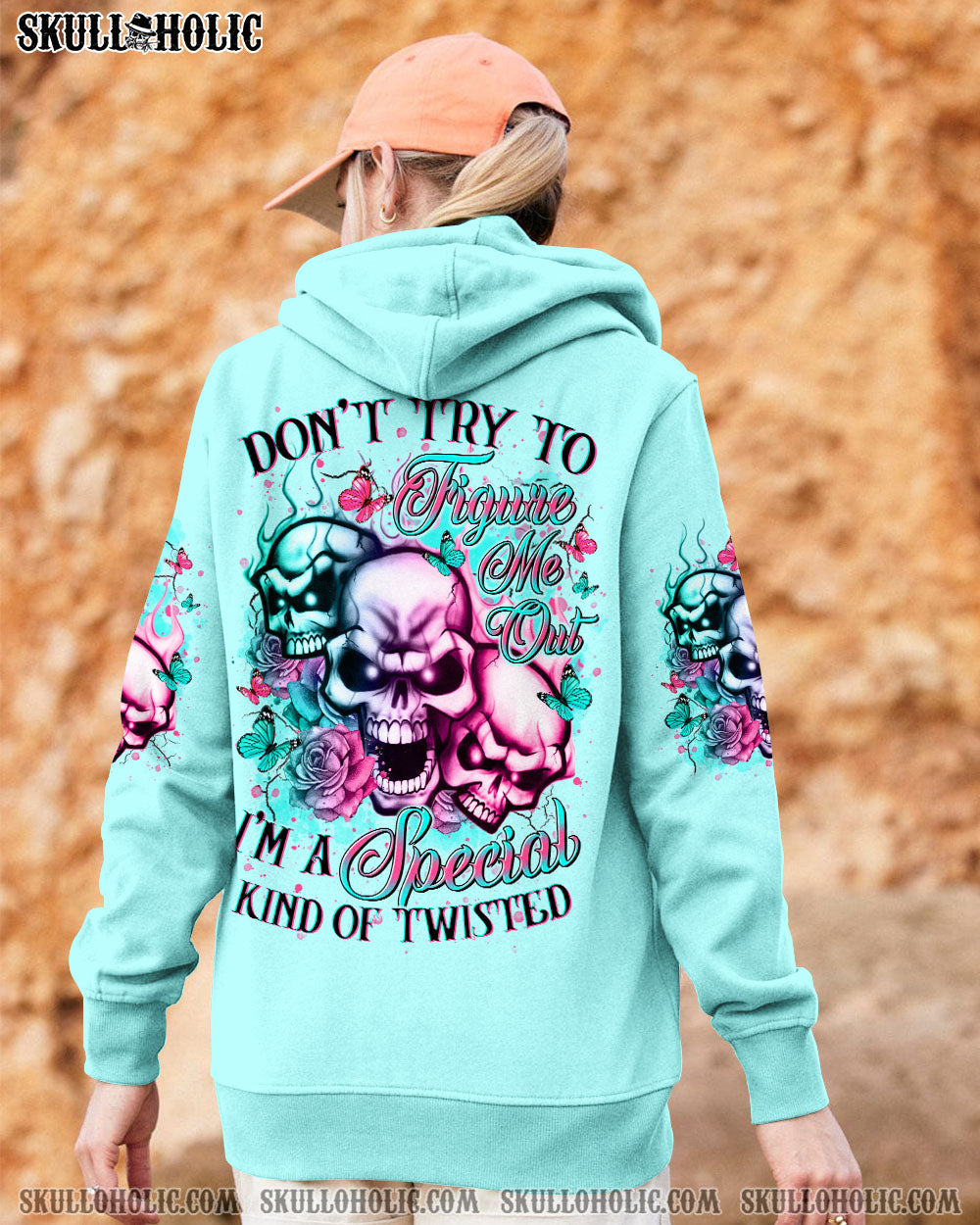 BLISSCORNERS DON'T TRY TO FIGURE ME OUT ROSE MADLY SKULL ALL OVER PRINT