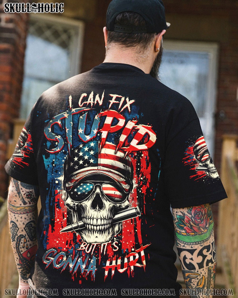 BLISSCORNERS I CAN FIX STUPID BUT IT'S GONNA HURT SKULL ALL OVER PRINT