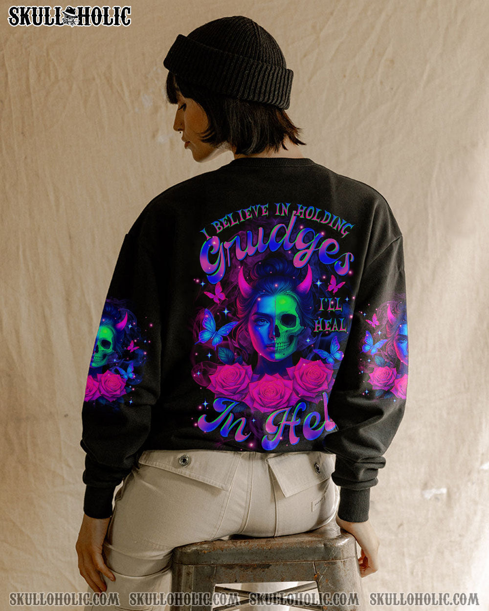 BLISSCORNERS I'LL HEAL IN HELL SKULL LADY ALL OVER PRINT
