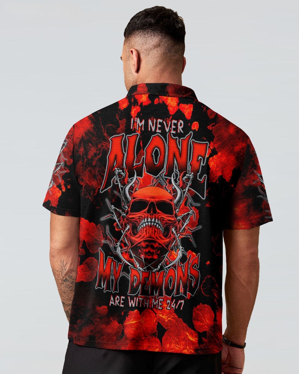 BLISSCORNERS I'M NEVER ALONE SKULL DEMON TIE DYE ALL OVER PRINT
