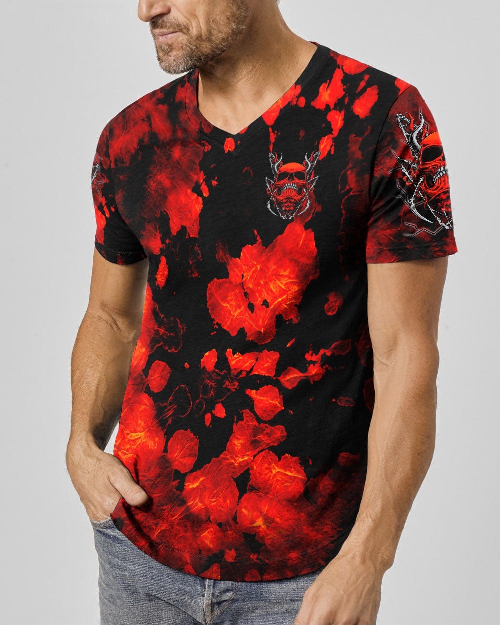 BLISSCORNERS I'M NEVER ALONE SKULL DEMON TIE DYE ALL OVER PRINT