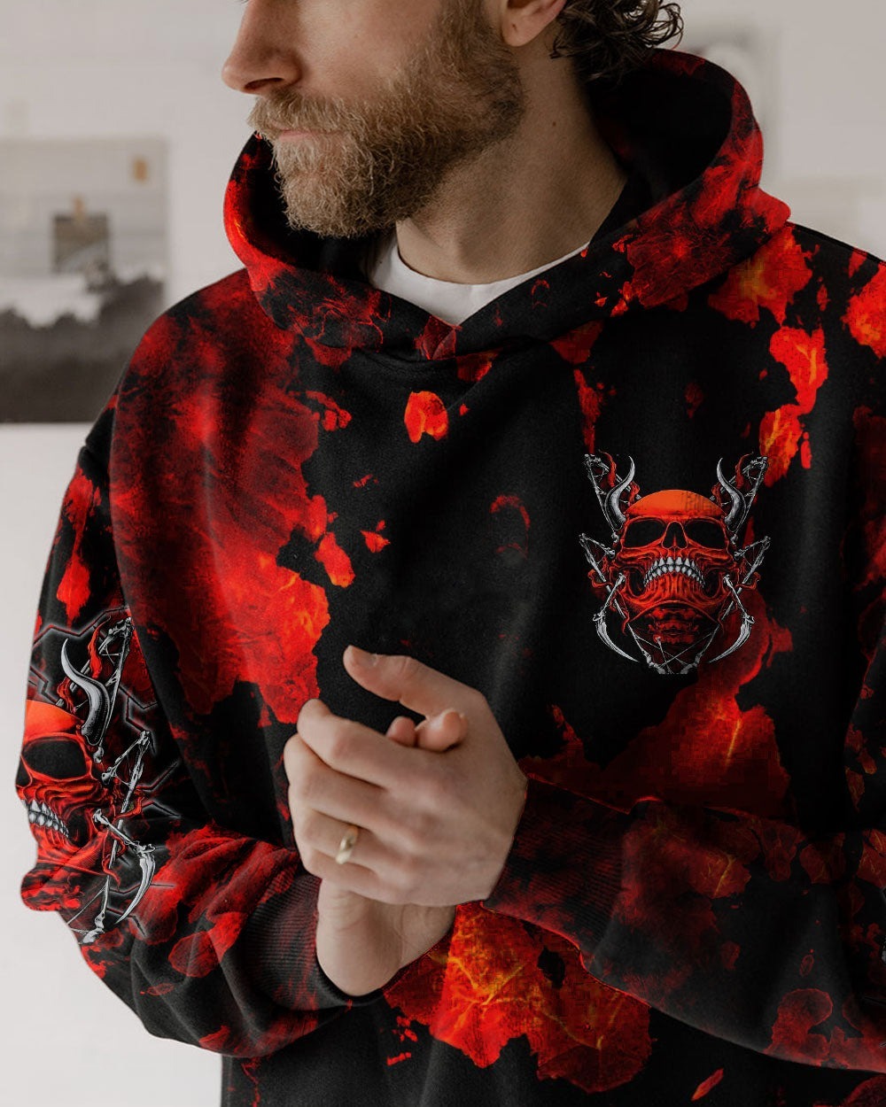 BLISSCORNERS I'M NEVER ALONE SKULL DEMON TIE DYE ALL OVER PRINT