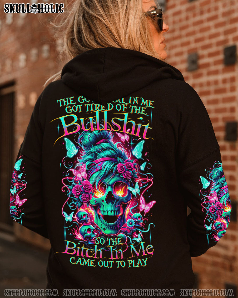 BLISSCORNERS I DON'T GIVE A F MESSY BUN ALL OVER PRINT