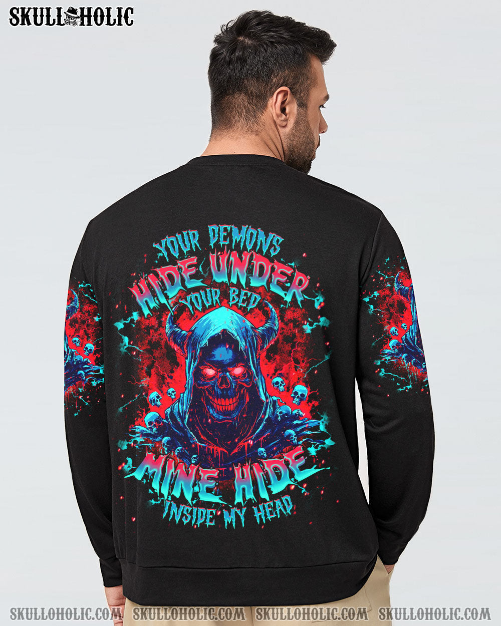 BLISSCORNERS YOUR DEMONS HIDE UNDER YOUR BED SKULL ALL OVER PRINT